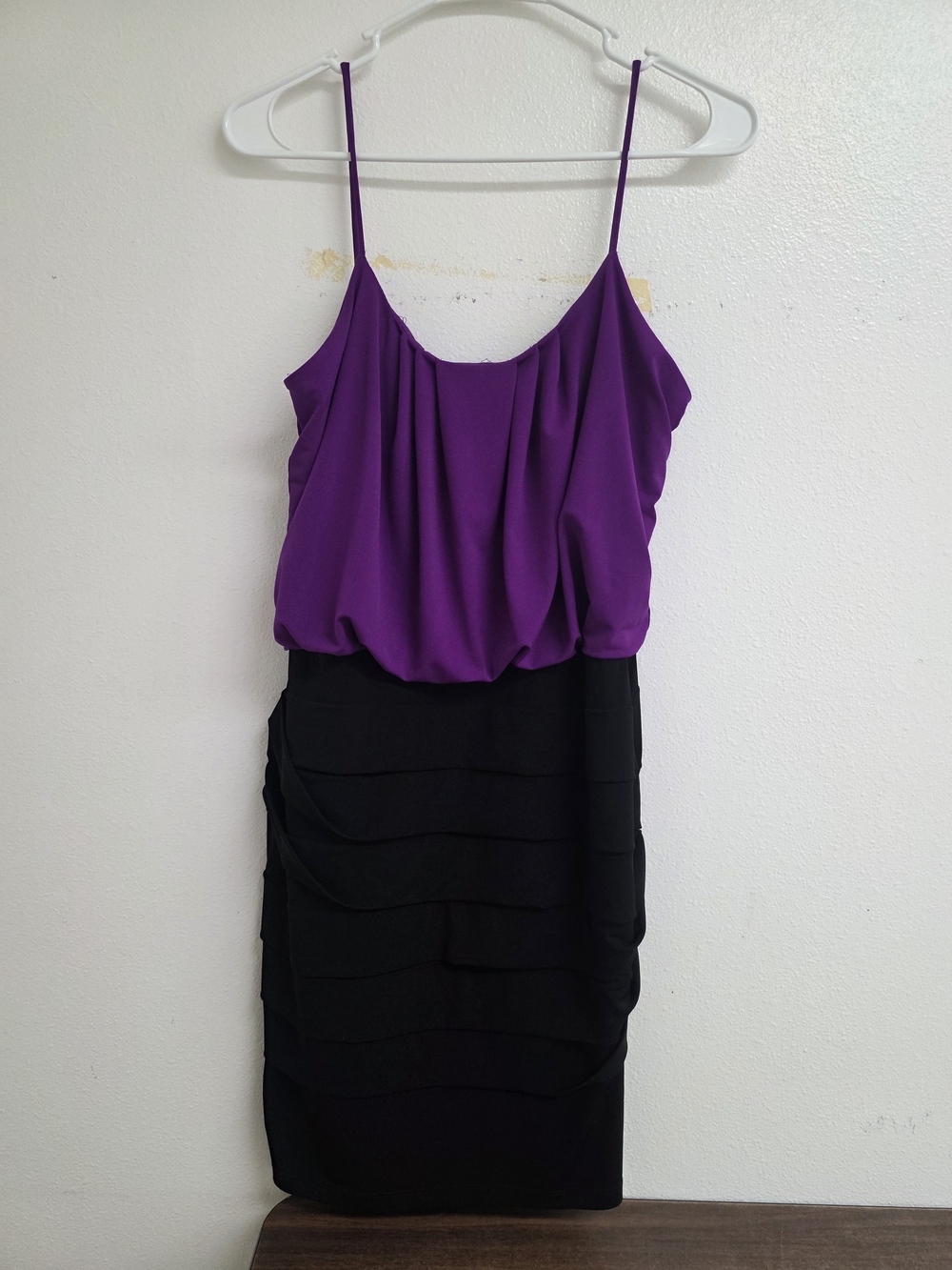 Enfocus Studio Purple & Black Spaghetti Strap Cocktail Dress (0623)